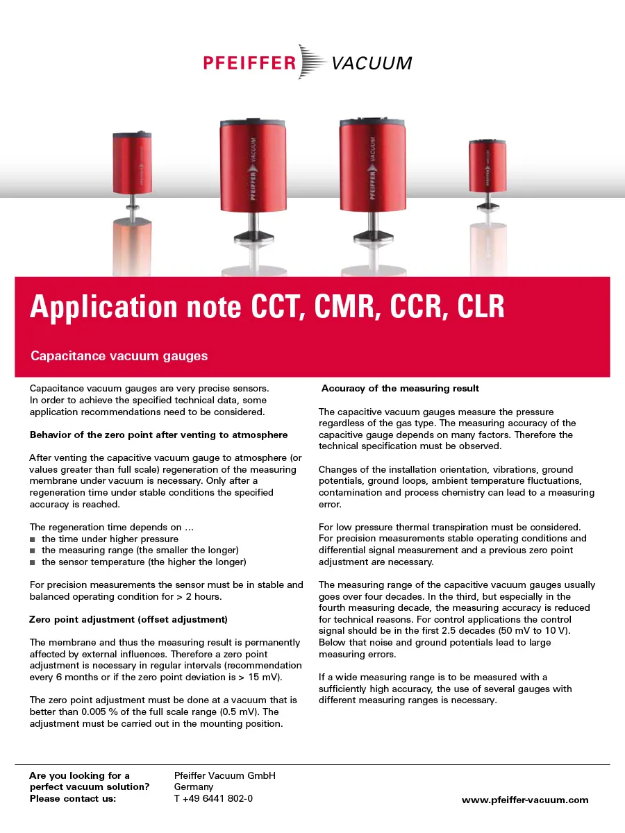 Application Note Vacuum Gauges