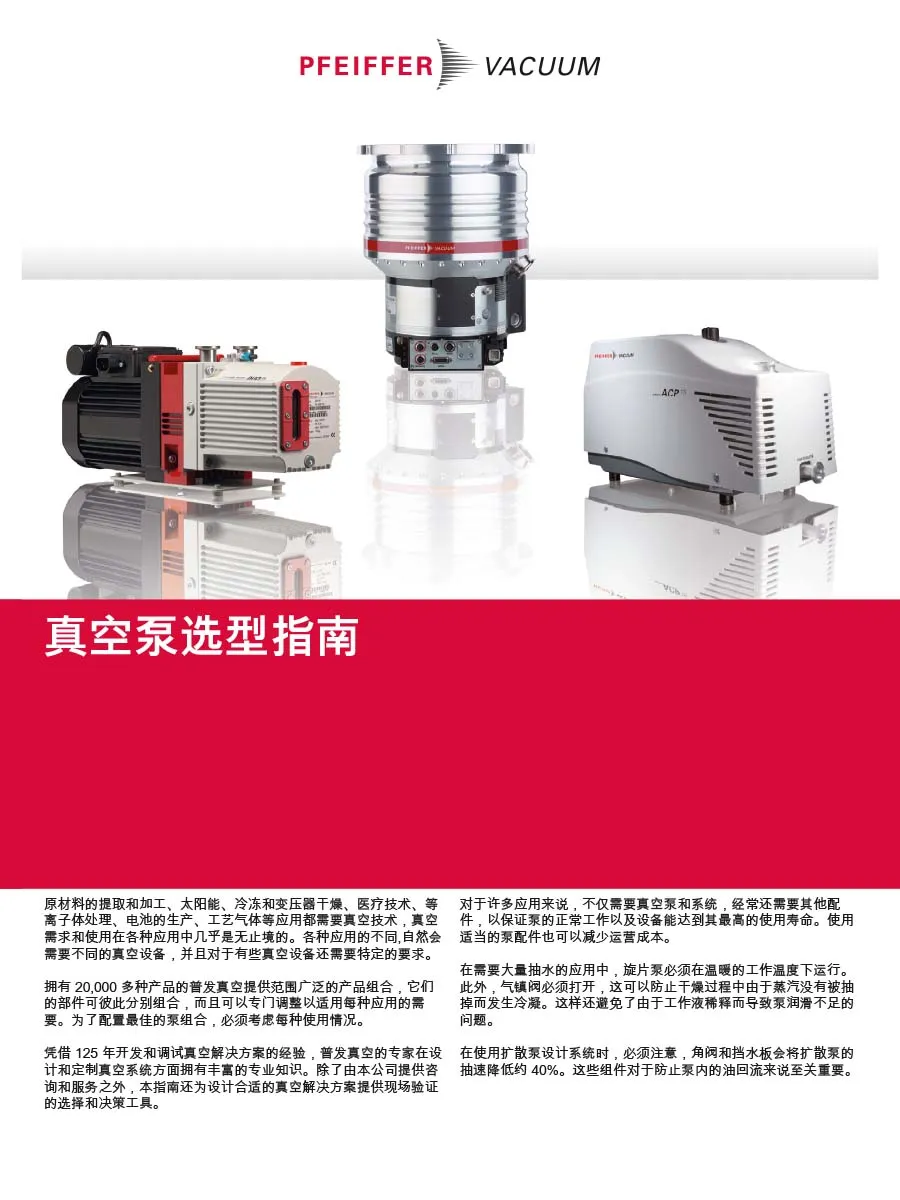 Selection Of Vacuum Pumps Pi0402pzh