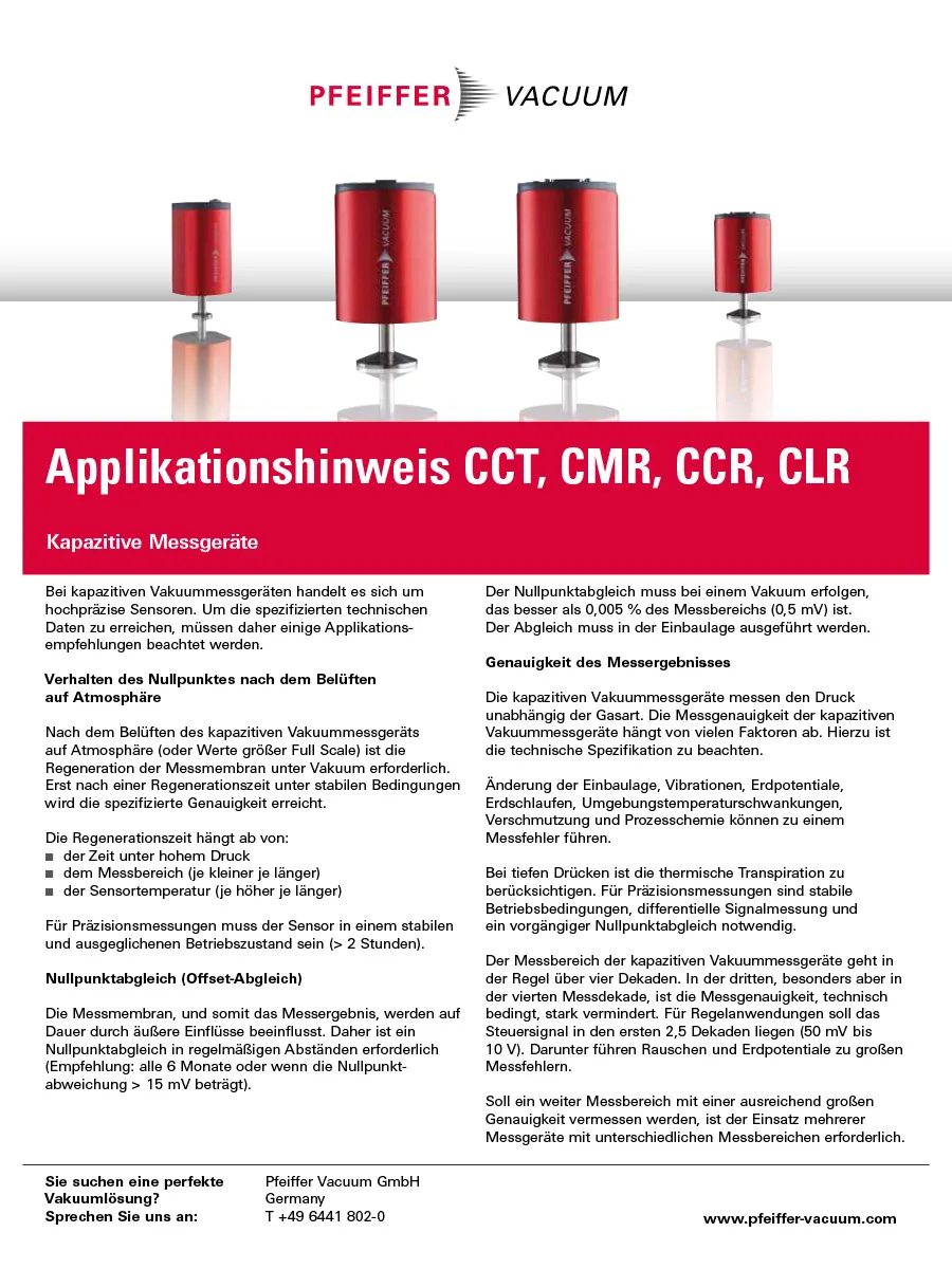Applikationshinweis Vakuuummessgeraete