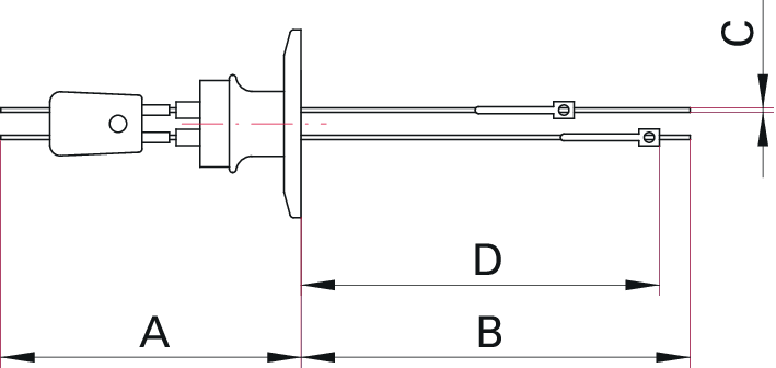 Kombinationsdurchführung Strom/Thermo, Typ K, auf Flansch DN 16 ISO-KF