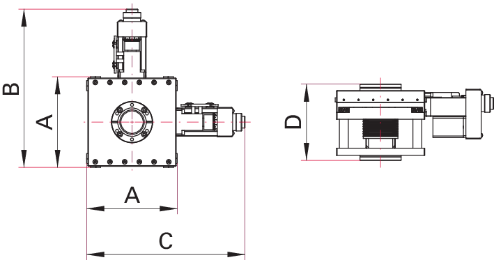 XY-Achsen Präzisionsmanipulator, motorisiert, Edelstahl, DN 40 CF