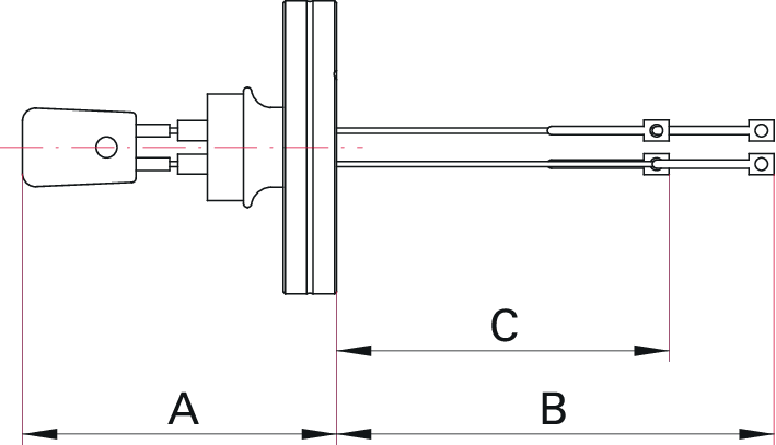 Thermoelementdurchführung Typ K, 3 Paare, DN 16 CF