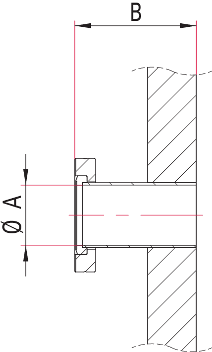 CF-Kammerabgang, drehbar, mit Gewinde, Edelstahl 304L, DN 100 CF