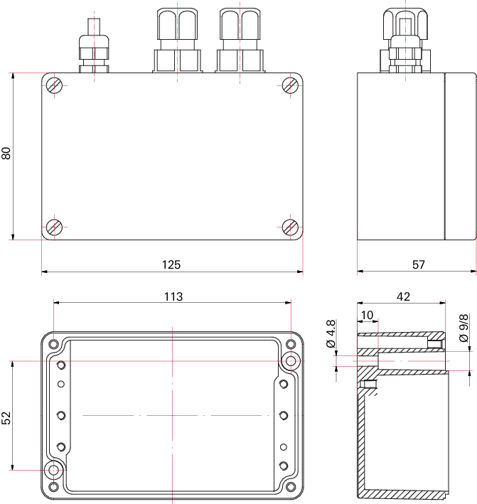 前级泵屏蔽式继电器盒，单相电机 7 A 适用于 TC 400/1200、TM 700 和 TCP 350，M12