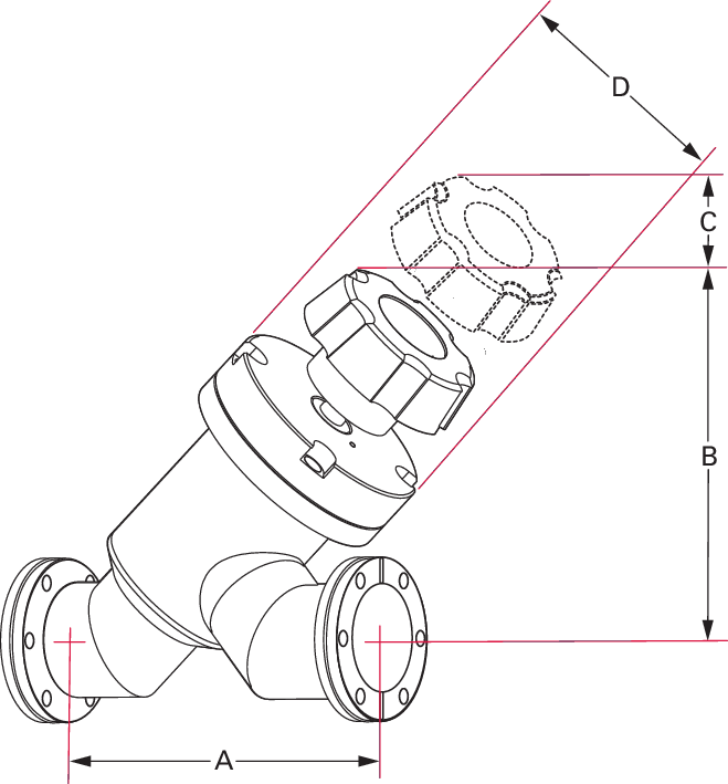 UHV inline valve, DN 63 CF, manual, SS/Cu/FKM, ''A''-dim. 210 mm