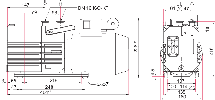 Duo 5 M, 1-Phasenmotor, 200 – 240 V, 50 Hz | 208 – 240 V, 60 Hz