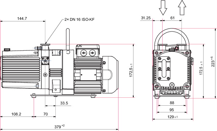 Duo 6 M, 3-phase motor, 230/400 V, 50 Hz | 265/460 V, 60 Hz, 1TF
