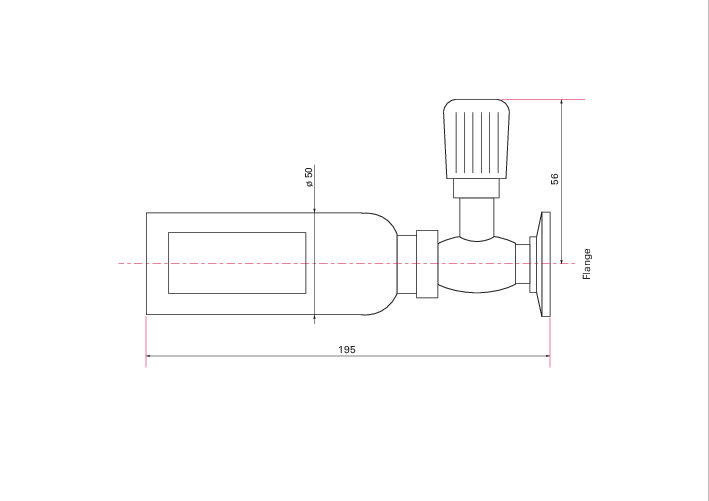 He-kalibriertes Testleck mit Absperrventil, Leckrate zwischen 1 und 3 · 10<sup>-7</sup> mbar l/s, Aluminiumbehälter, DN 16 ISO-KF