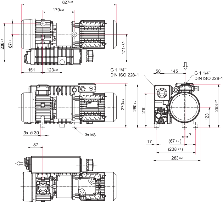 Hena 41, 3-Phasenmotor, 190 – 200/380 – 400 V, 50 Hz | 208/220/230/440/460 V, 60 Hz