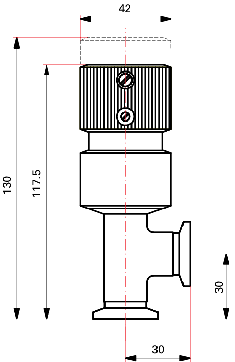 EVN 116, 독립형 차단 밸브를 갖춘 가스 도징 밸브, 수동 작동식