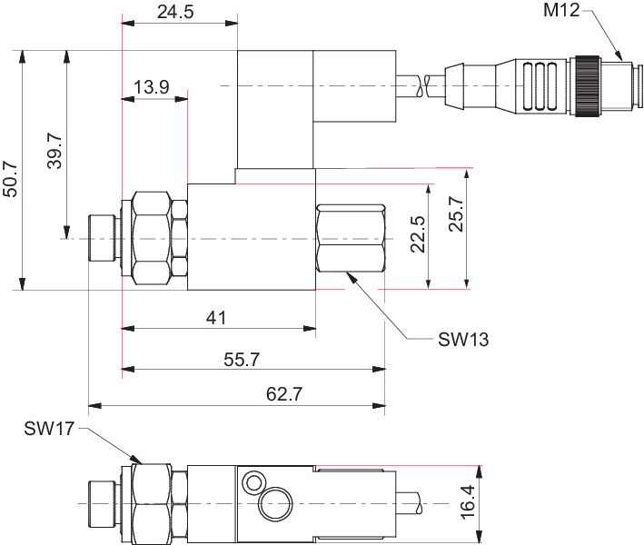 Flutventil, geschirmt, 24 V DC, G 1/8'' zum Anschluss an TC 400/1200 sowie TM 700