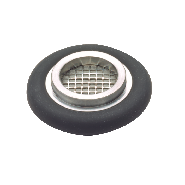 Centering ring with fine filter, 0,004 mm pore size, stainless steel, FKM, DN 40 ISO-KF