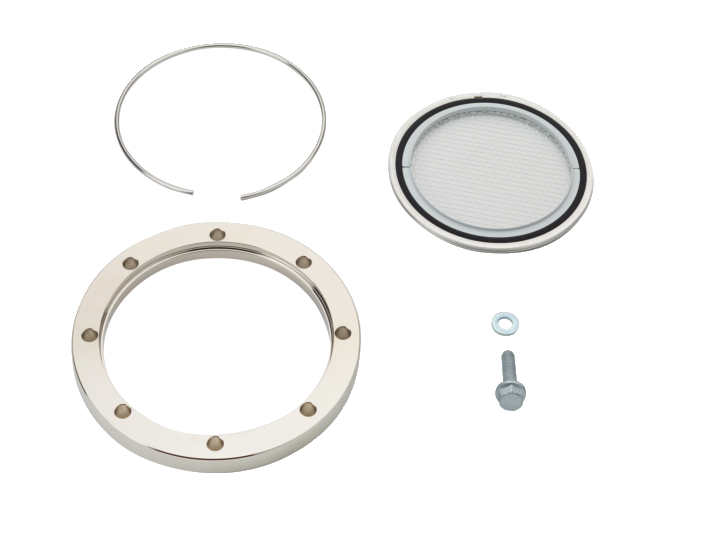 用于将DN 250 ISO-K 安装到 ISO-F 的安装套件，配有接箍法兰、涂层定心环与防护罩、六角螺栓