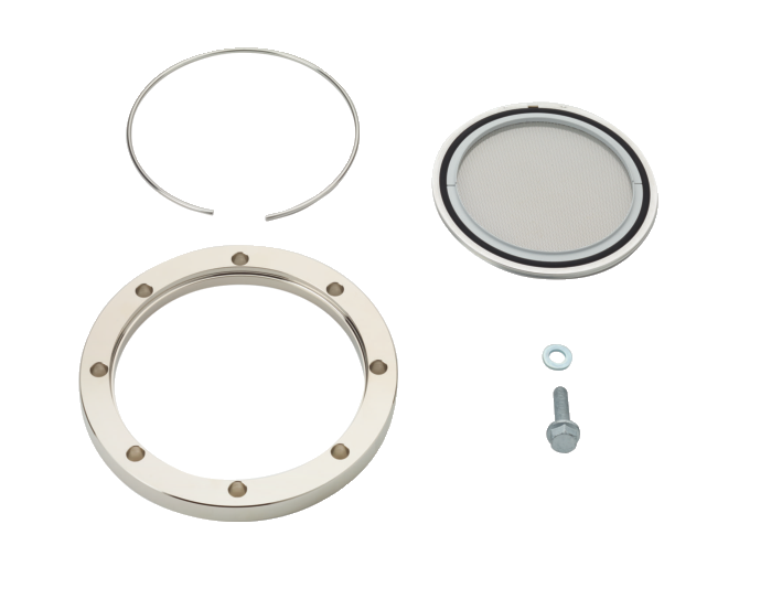 Mounting kit for DN 200 ISO-K to ISO-F, with collar flange, coated centering ring with splinter shield, hexagon bolts