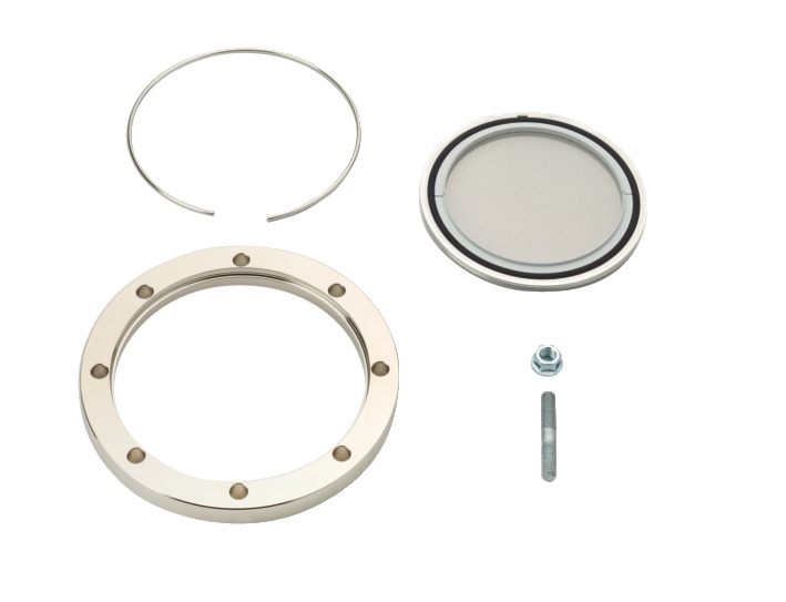 Mounting kit for DN 160 ISO-K to ISO-F, with collar flange, coated centering ring with splinter shield, stud screws