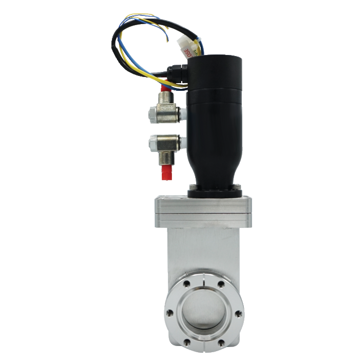 UHV gate valve, DN 63 CF, metric, electro-pneumatic, PI (RS)/PV 24 V DC, SS/Cu/FKM