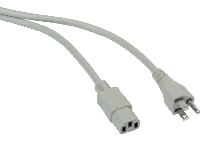 Mains cable 115 V AC, NEMA 5-15 to C13, 3 m