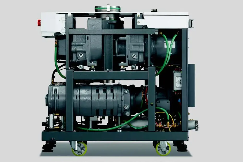 1503 H process pumping station showing compact industrial vacuum pump unit with motor, pipes, and wiring on wheeled base
